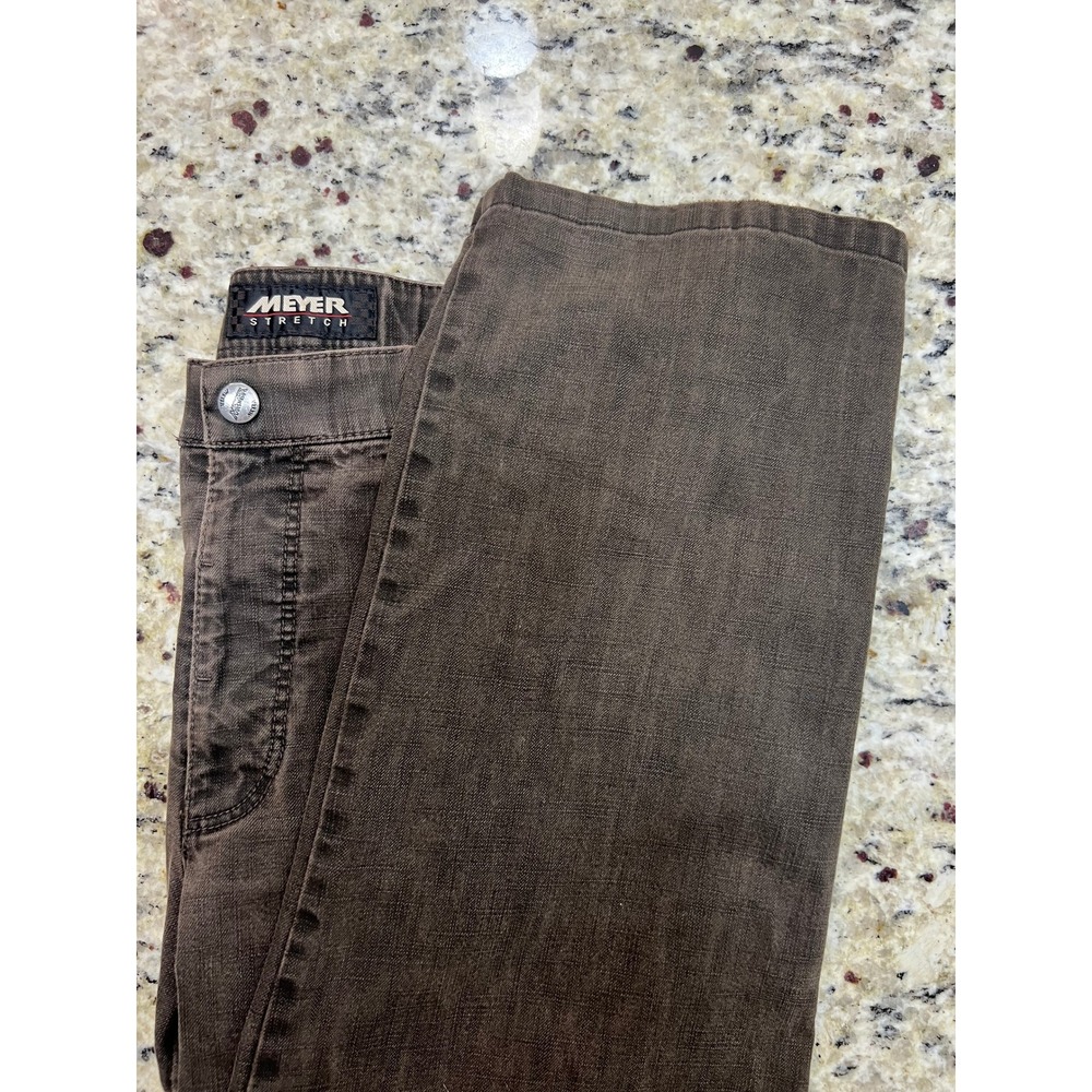 Meyer Stretch Mens Brown Faded Straight Leg Pants Trousers 35x32 2-445/38